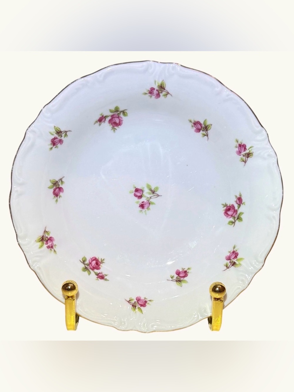 Winterling Bavaria Rosebud Fruit/Dessert Bowl 5.25” Floral Scalloped Rim Vintage